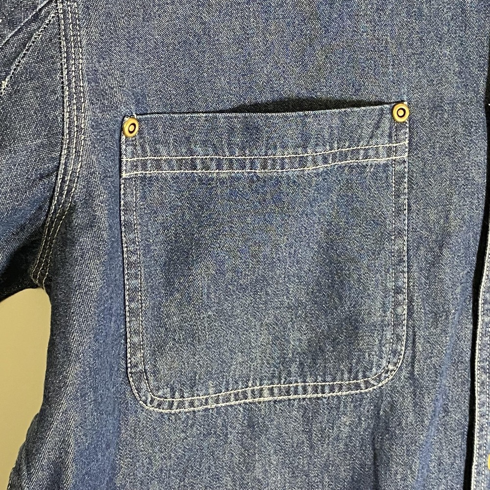 Brazos Shirt Mens Medium Blue Denim Short Sleeve Button Up Workwear Pockets - Picture 7 of 16
